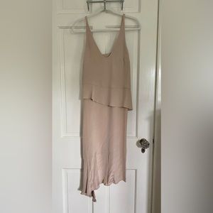 Tibi Overlay Sleeveless Silk Dress Buff Size 4